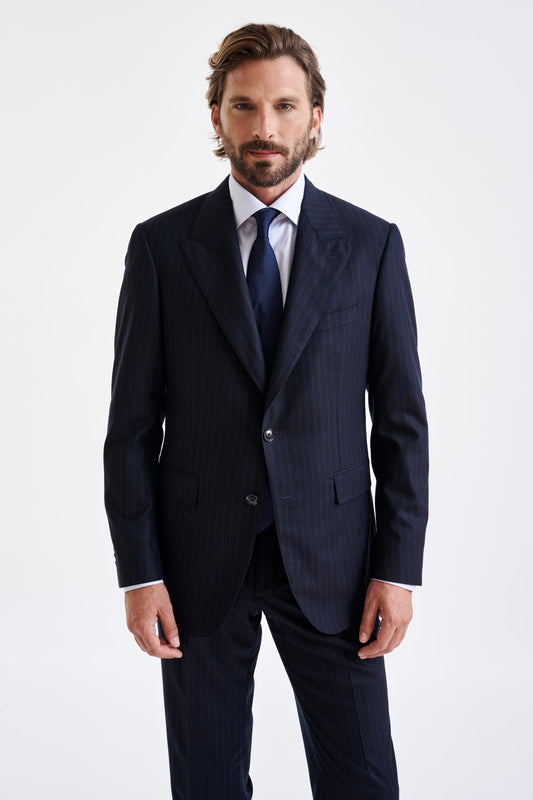 Dark Blue Super 180's Wool Soho Suit Royal Fanfare - View 2