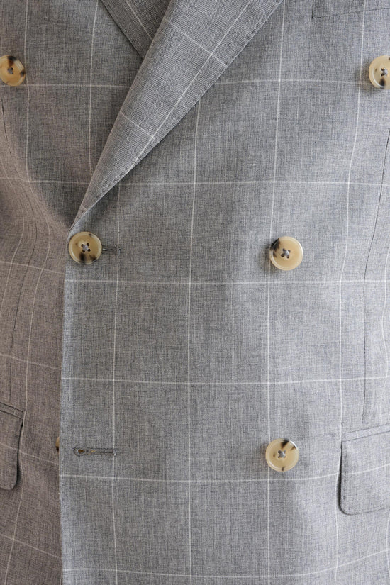Grey Check Wool & Cotton Silk Kenton Suit Lifestyle - View Four