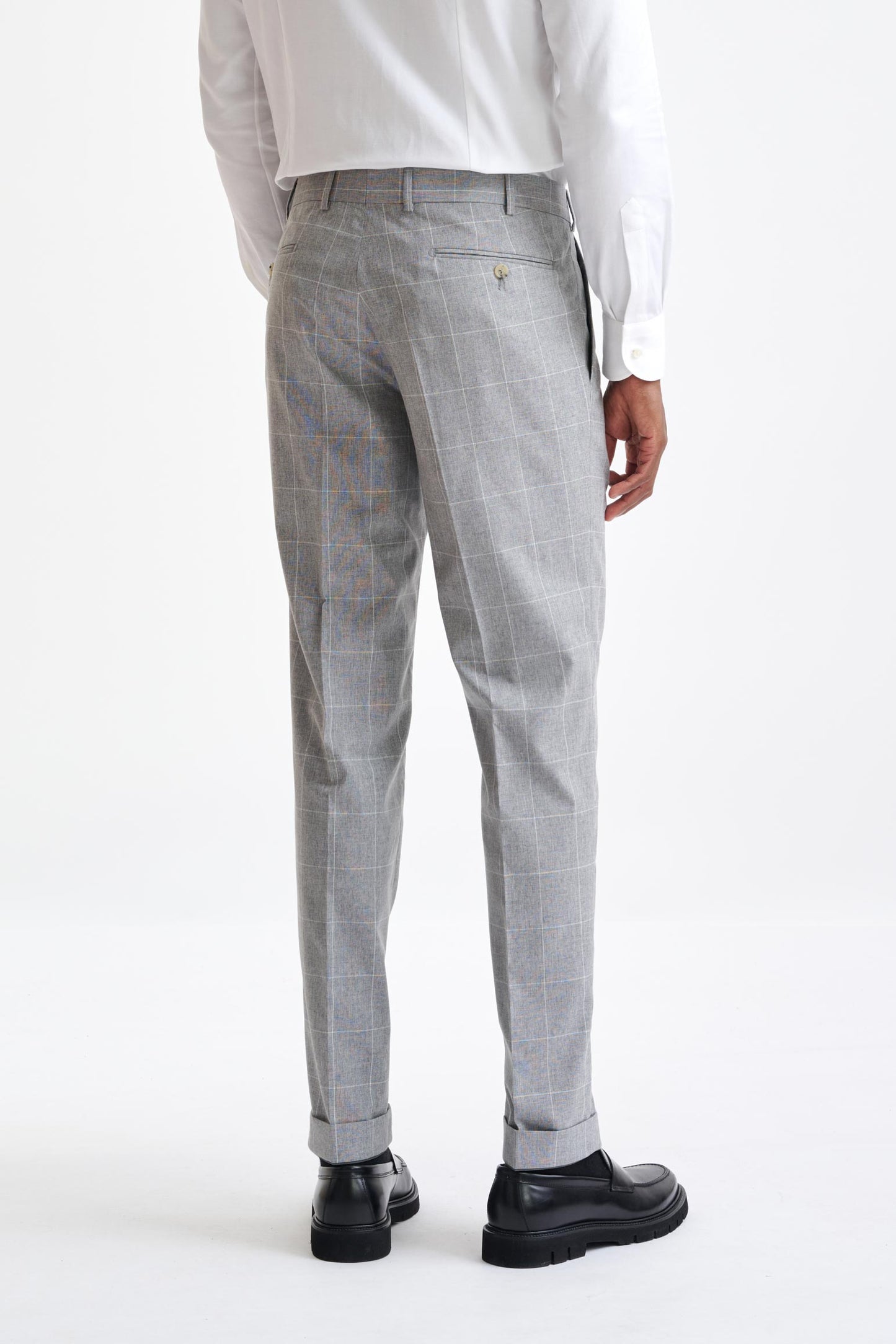 Grey Check Wool & Cotton Silk Kenton Suit Lifestyle