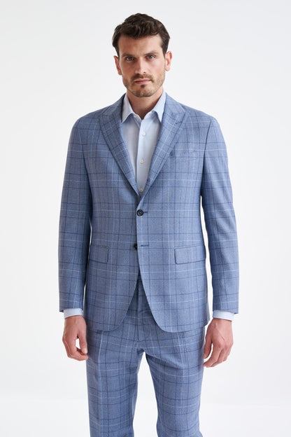 Mid Blue Wool Kenton Suit Lifestyle - View Two