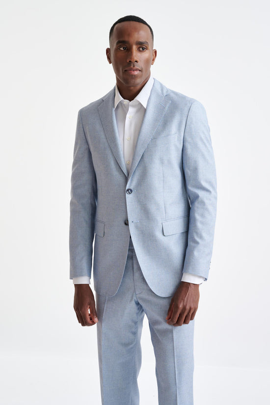 Light Blue Wool & Cotton Kenton Suit Lifestyle - View Two