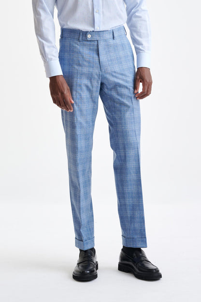 Mid Blue Wool & Cotton Kenton Suit Lifestyle - View Nine