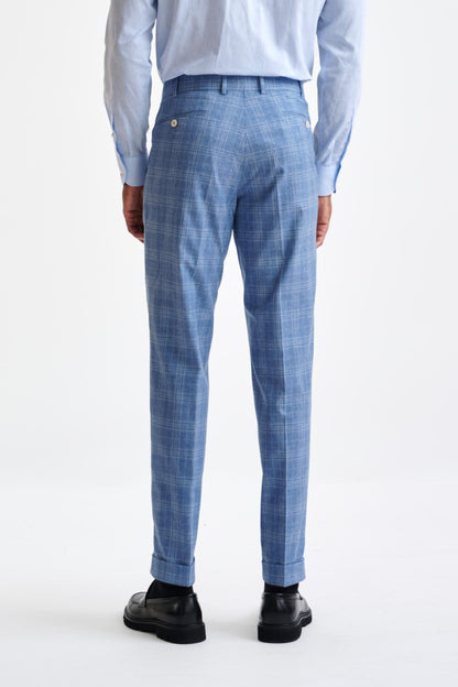 Mid Blue Wool & Cotton Kenton Suit Lifestyle - View Thirteen