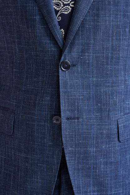 Dark Blue Wool & Silk Kenton Suit Lifestyle - View Four