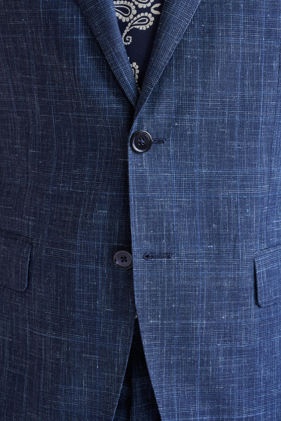 Dark Blue Wool & Silk Kenton Suit Lifestyle - View Four