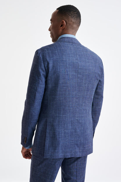 Dark Blue Wool & Silk Kenton Suit Lifestyle - View Eight