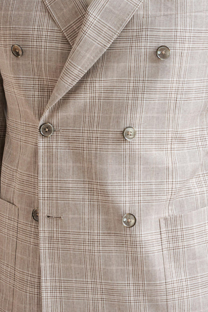 Brown Cream Check Wool & Cotton Kenton Suit Lifestyle - View Five