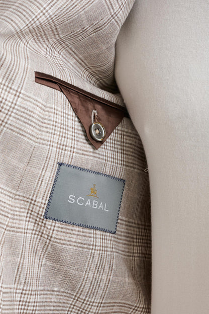 Brown Cream Check Wool & Cotton Kenton Suit Lifestyle - View Six