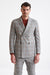 Grey Brown Check Wool & Cotton Silk Kenton Suit Lifestyle - View Two