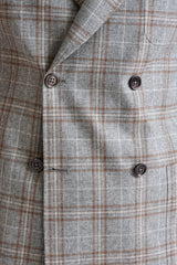 Grey Brown Check Wool & Cotton Silk Kenton Suit Lifestyle - View Three