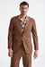 Brown Check Wool & Cotton Silk Kenton Suit Lifestyle - View Two
