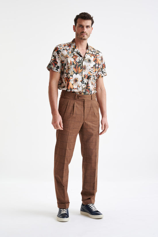 Brown Check Wool & Cotton Silk Kenton Suit Lifestyle - View Eight