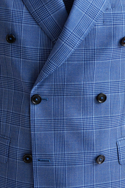 Check Blue Super 130's Wool Soho Suit Mosaic - View Five