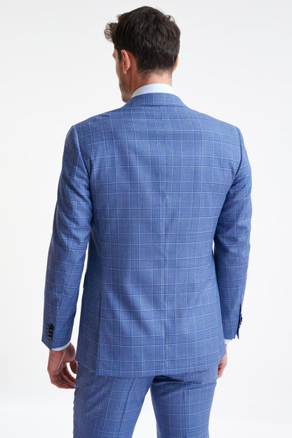 Check Blue Super 130's Wool Soho Suit Mosaic - View Nine