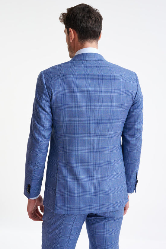 Check Blue Super 130's Wool Soho Suit Mosaic - View Nine