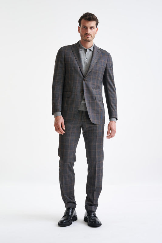 Grey Brown Check Wool Kenton Suit Lifestyle