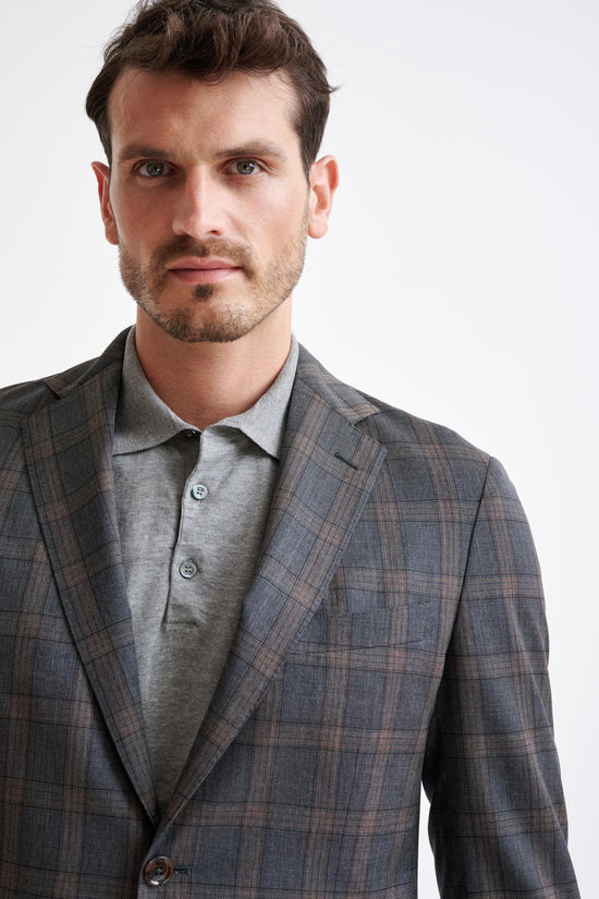 Grey Brown Check Wool Kenton Suit Lifestyle - View Three