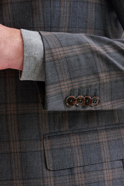 Grey Brown Check Wool Kenton Suit Lifestyle - View Five