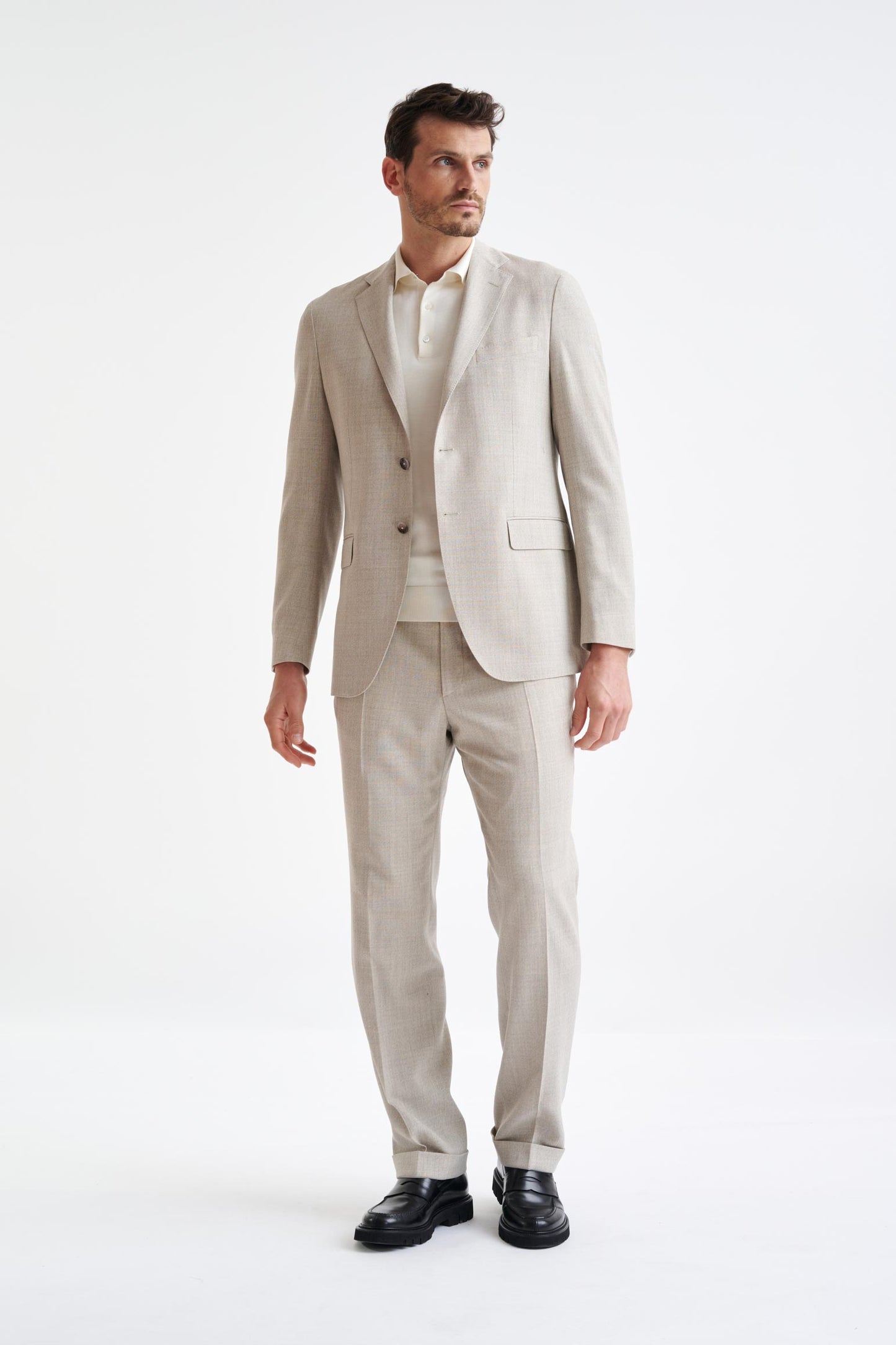 Beige Wool Kenton Suit Lifestyle