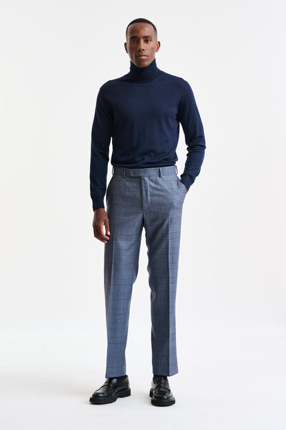 Check Blue 100% Wool Soho Suit Freestyle - Image 9
