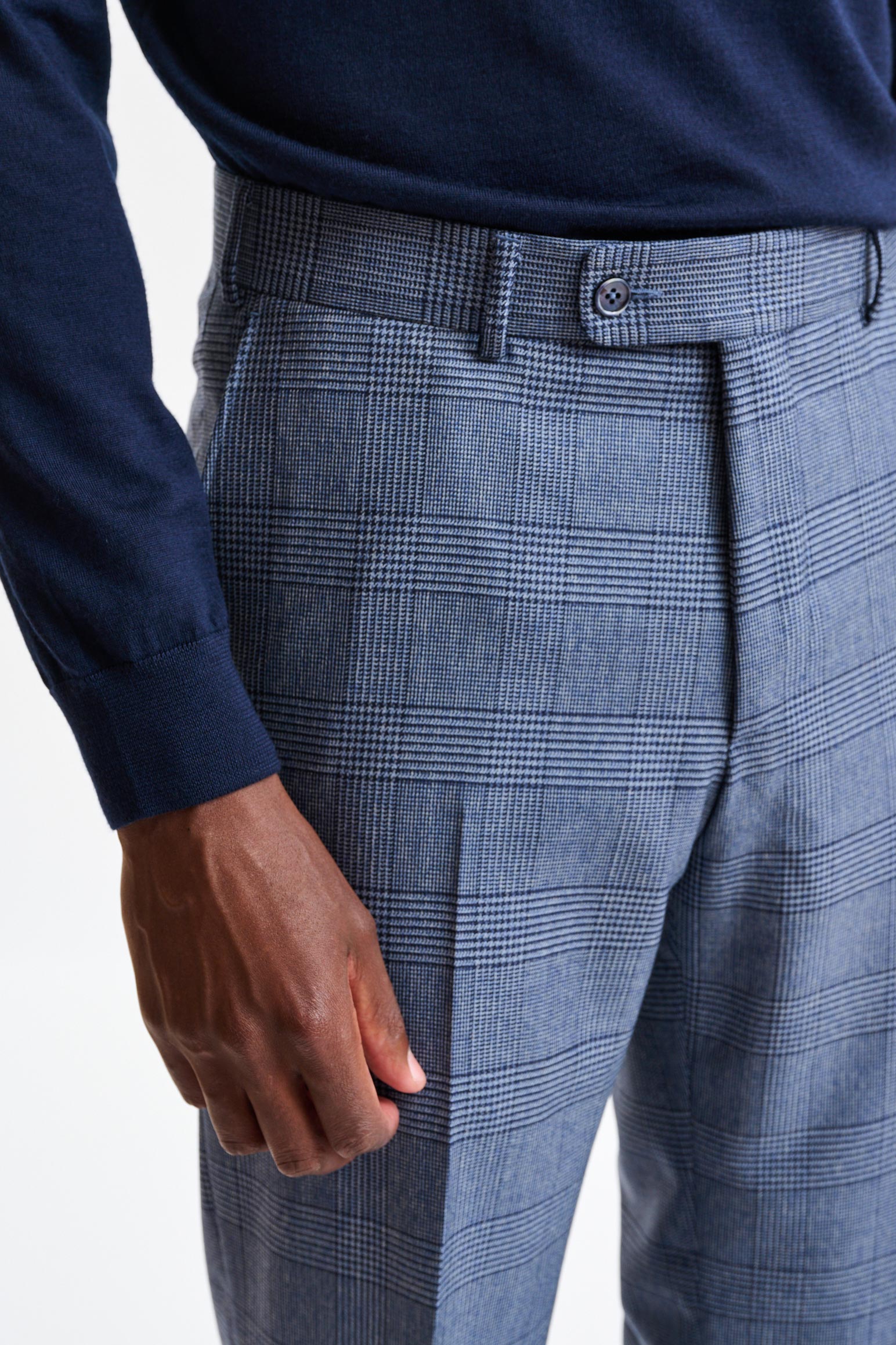 Check Blue 100% Wool Soho Suit Freestyle - Image 10