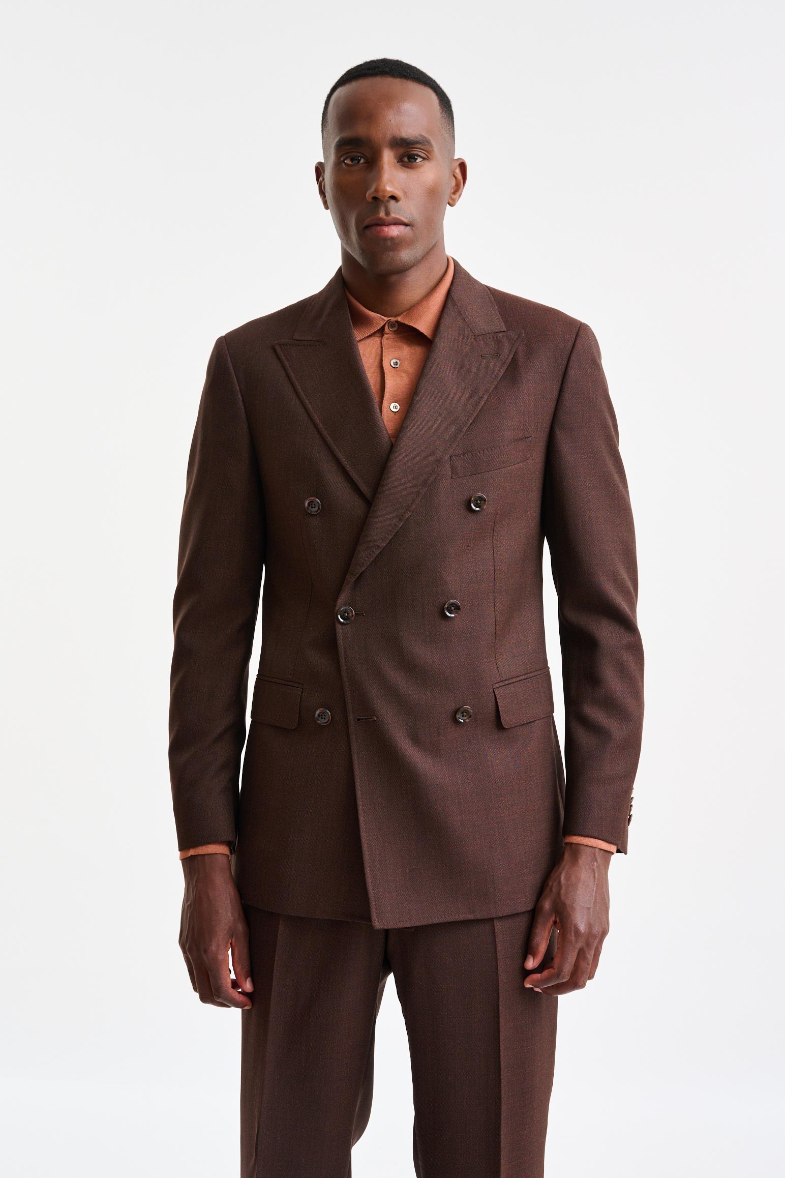 Medium Brown 100% Wool Super 130's Soho Suit Freestyle – Scabal