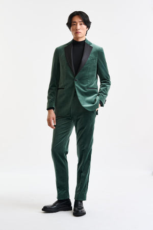 Medium Green 100% Cotton Soho Suit Fine Velvet - Image 1