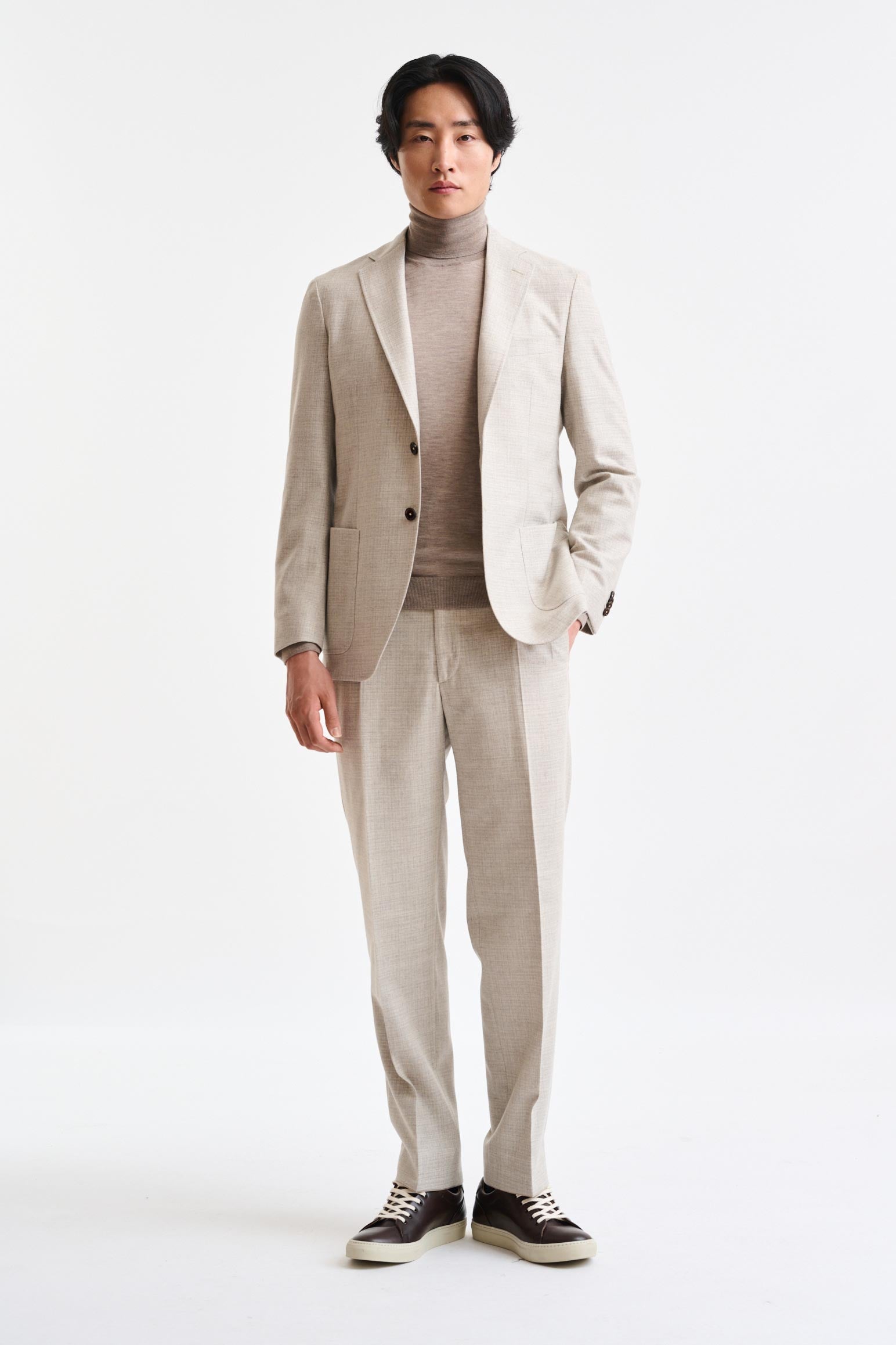 Light Beige 100% Wool Kenton Suit Freestyle – Scabal