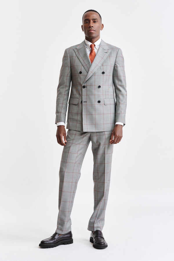 Grey Orange Check 100% Wool Super 100's Soho Jacket Riviera Trend