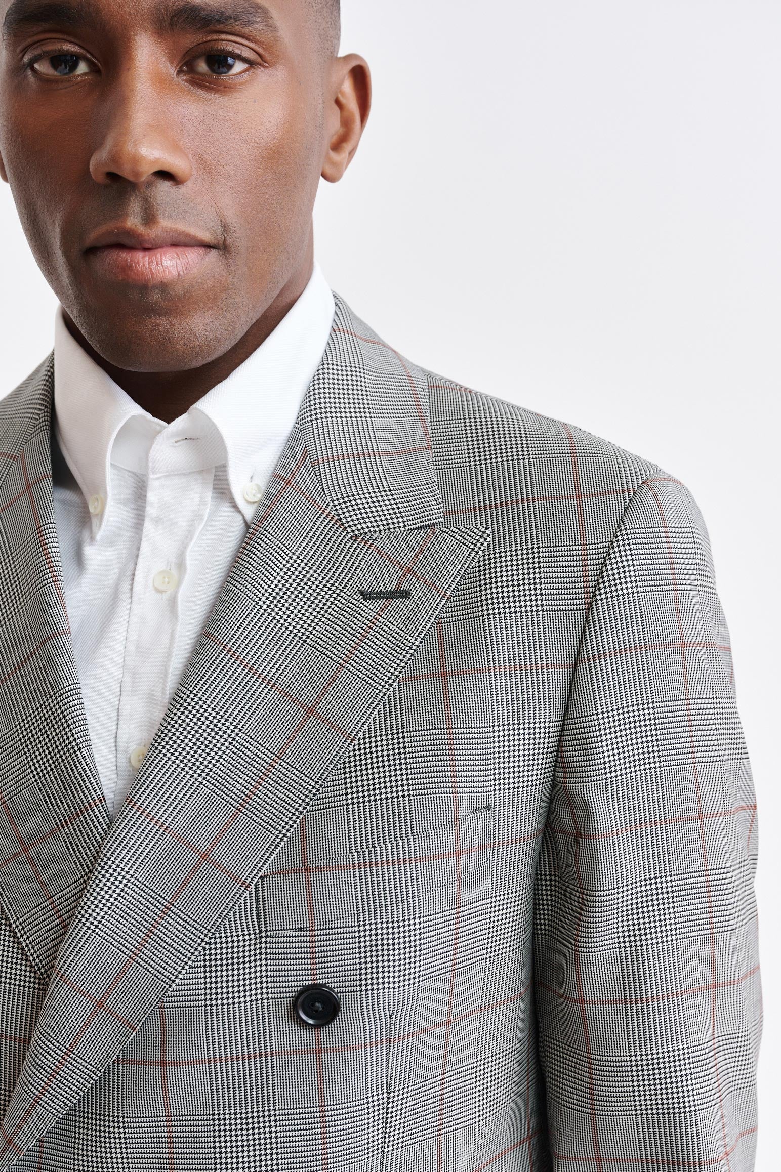 Grey Orange Check 100% Wool Super 100's Soho Jacket Riviera Trend - 3