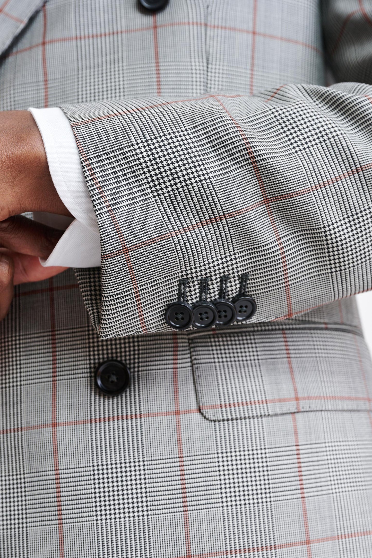 Grey Orange Check 100% Wool Super 100's Soho Jacket Riviera Trend - 4