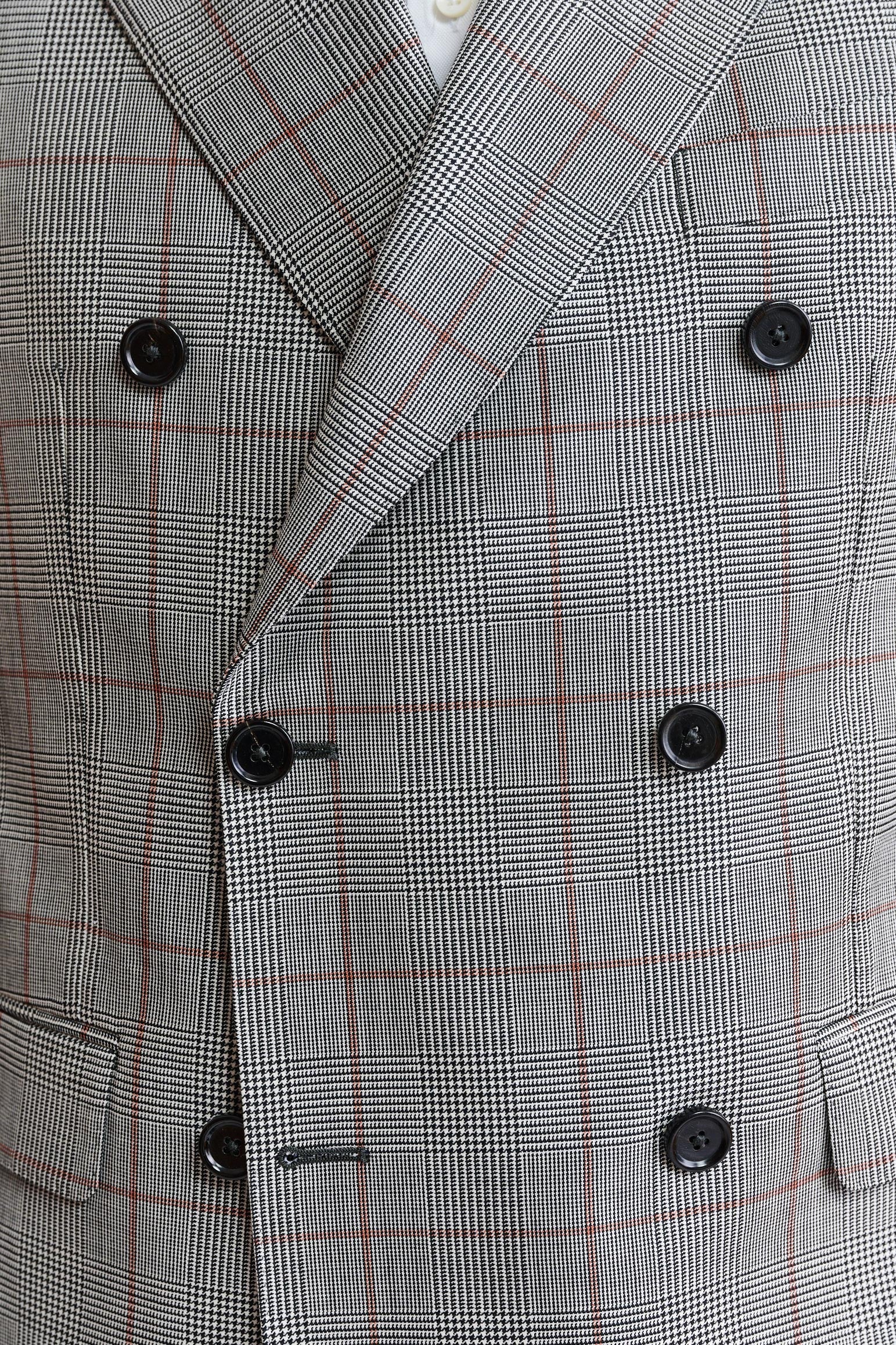 Grey Orange Check 100% Wool Super 100's Soho Jacket Riviera Trend - 5