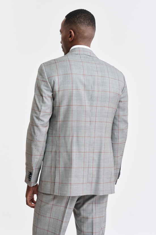 Grey Orange Check 100% Wool Super 100's Soho Jacket Riviera Trend