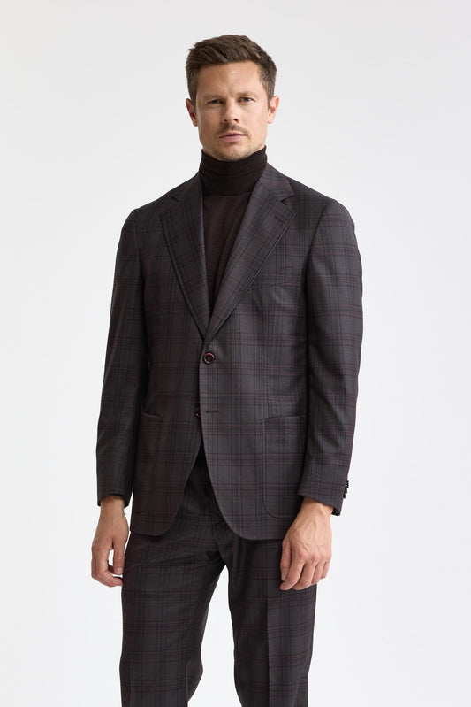 Veste Soho « Cascade » en laine 100 % Super 130's, marron foncé