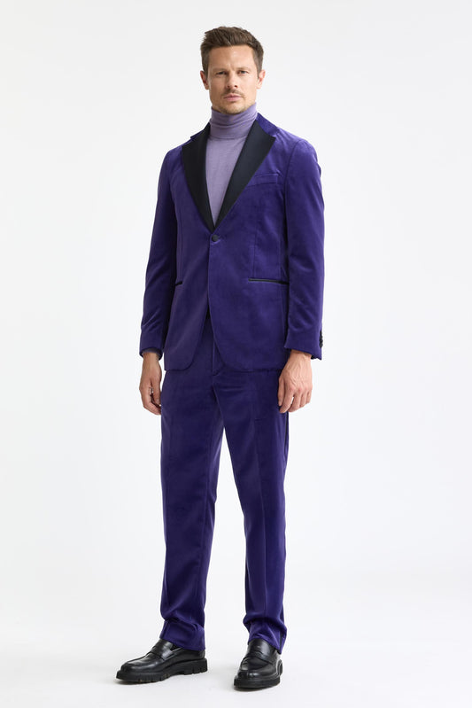Costume Kenton en velours fin, 100 % coton, violet foncé