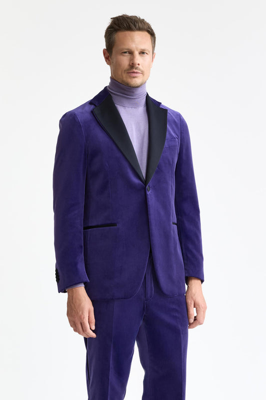 Costume Kenton en velours fin, 100 % coton, violet foncé