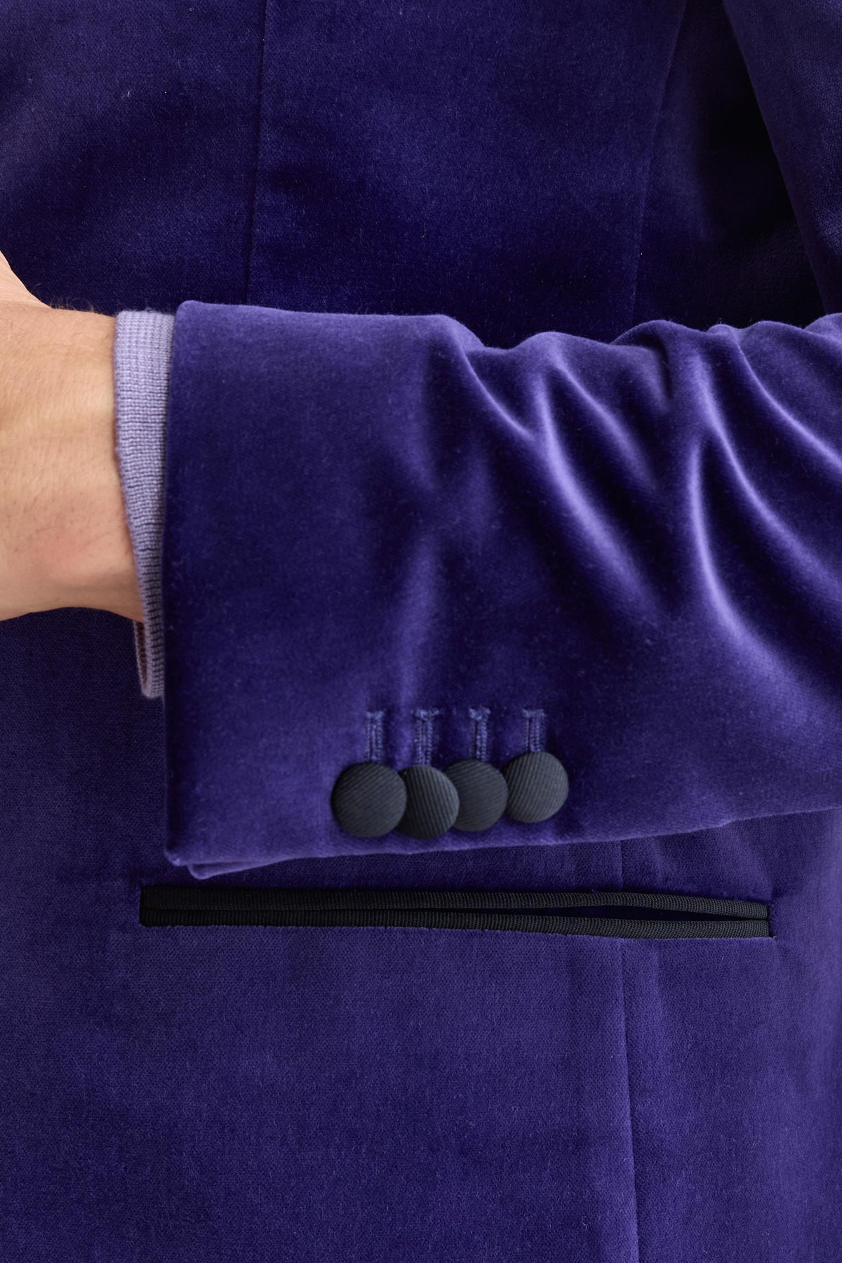 Dark Purple 100% Cotton Kenton Suit Fine Velvet