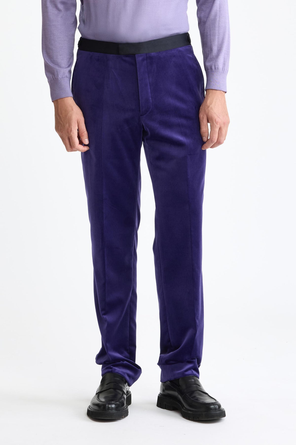 Dark Purple 100% Cotton Kenton Suit Fine Velvet