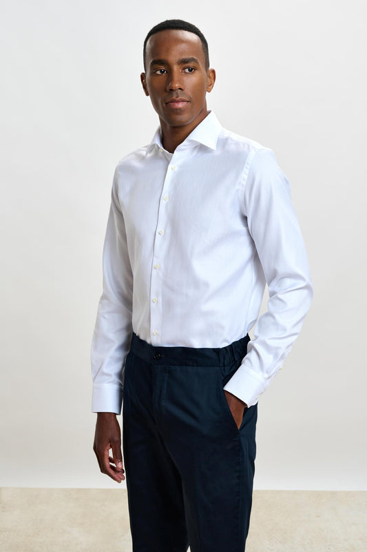 Formal Shirt Stripe herringbone White