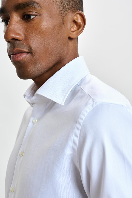 Formal Shirt Stripe herringbone White - View 3