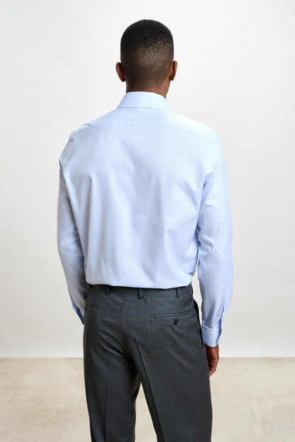 Formal Shirt Pique Micro Check Light Blue - View 7