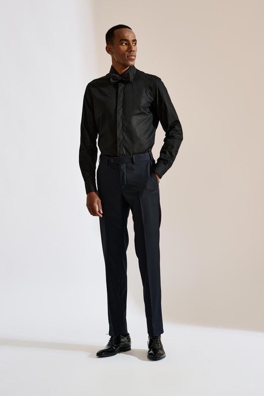 Formal Shirt Poplin Stretch Black - View 1