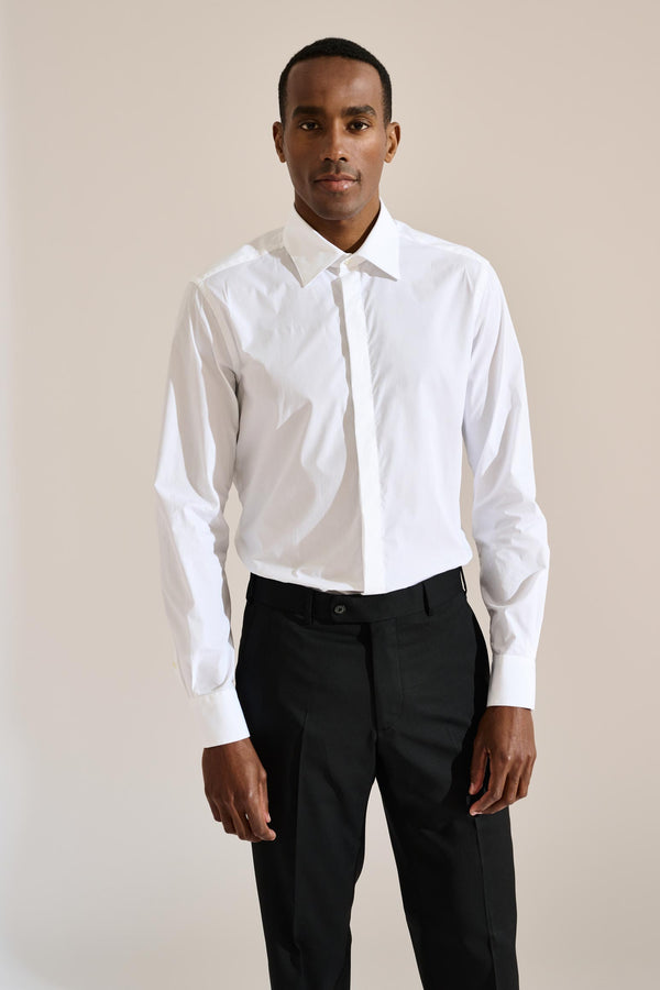 Formeel Overhemd Popeline Stretch Wit