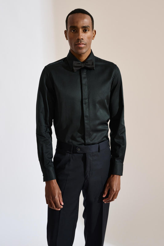 Formales Hemd aus Piqué in Schwarz