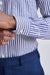 Stripped Dark Blue 100% Cotton Poplin Formal Shirt - View Four