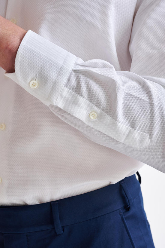 Offwhite 100% Cotton Piquet Formal Shirt - View Four