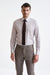 Stripped White & Brown 100% Cotton Herringbone Formal Shirt - View One