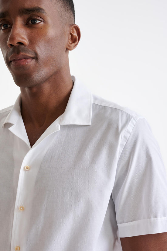 Plain White 100% Cotton Structured Short Sleeve Shirt - View Three