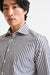 White & Dark Blue Stripped 100% Cotton Popeline Formal Shirt - Image 2