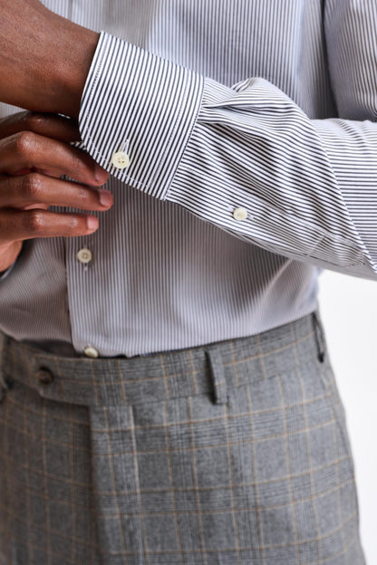 Black & White Stripped 100% Cotton Twill Formal Shirt - Image 3